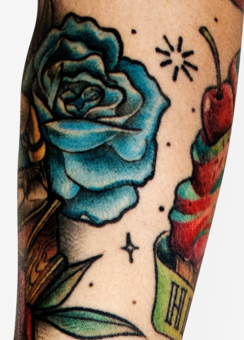 a tattoo on his arm