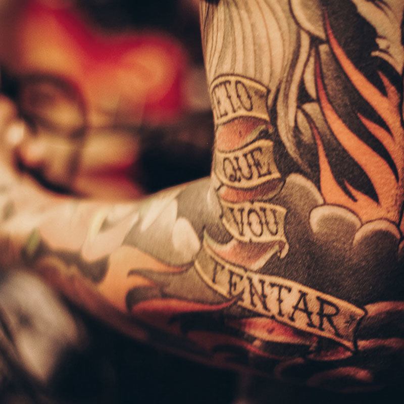 a tattoo on his arm
